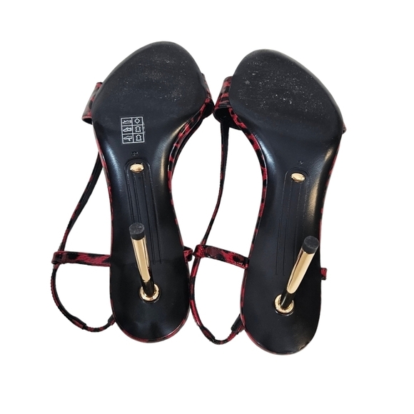 Stella Luna Red Leopard Print Gold Stiletto Heels - Picture 6 of 7